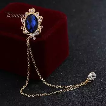 Модная брошь из искусственных драгоценных камней с блестящими стразами, булавка-цепочка с кисточками для костюма, значок для пальто, платье, сумка, булавка для шали, ювелирные аксессуары красный