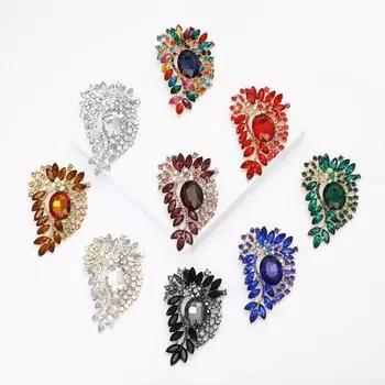 Модная брошь из сплава, инкрустированная бриллиантами, стеклянная брошь, брошь для женского костюма, пальто, корсаж, ювелирное украшение высокого класса
