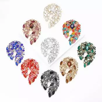 Модная брошь из сплава с бриллиантами и стеклом, высококачественная атмосферная женская брошь для пальто и корсажа
