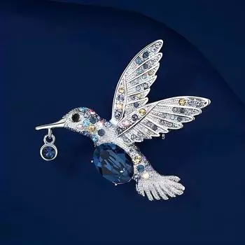 Модная брошь колибри, женская роскошная темпераментная брошь в виде животного, легкая роскошная дизайнерская булавка, аксессуары для костюмов