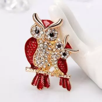 Модная брошь-корсаж «Сова» красный