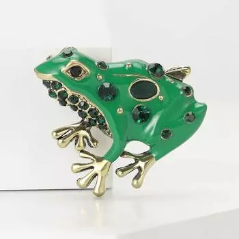 Модная брошь-лягушка из сплава с эмалью и стразами, простая маленькая свежая женская одежда, корсаж, ювелирные изделия, булавка