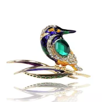 Модная брошь-птица, цветок на груди, искусственный драгоценный камень, капающее масло, металлические украшения в виде животных, аксессуар для броши со стразами One Size