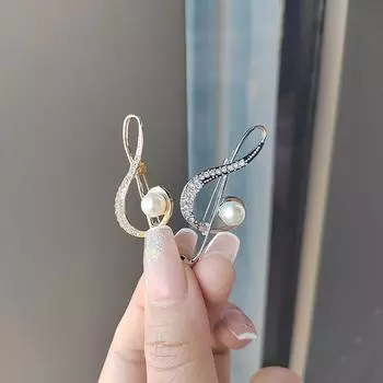 Модная брошь с музыкальной нотой, булавка для костюма, зажим для значка, броши со стразами, женские ювелирные изделия, подарок, музыкант, булавки для лацканов, булавки для корсажа, женские аксессуары, подарки 1pcs