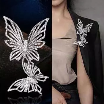 Модная брошь со стразами, булавка с бабочкой, шарф, булавка, украшение для вечеринки, подарок