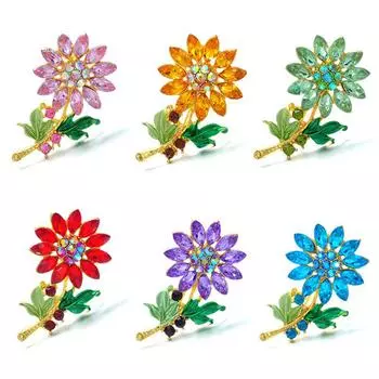Модная брошь со стразами Креативные цветы Брошь из сплава со стразами Ювелирные изделия Аксессуары для одежды