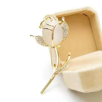 Модная брошь-тюльпан с бриллиантами и кошачьим глазом, женская одежда, аксессуары, жакет, корсаж золотой