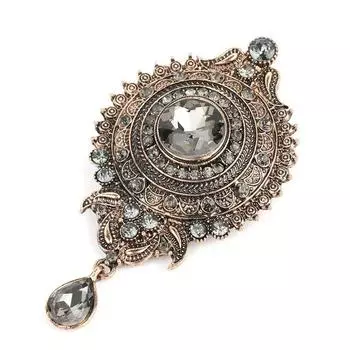 Модная брошь в стиле бохо из сплава с драгоценными камнями, рождественский подарок, банкет, свадебное платье, аксессуары серый