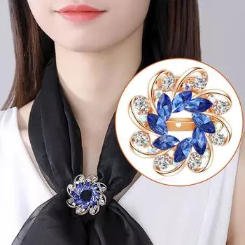 Модная брошь в виде цветка из кристаллов, женская, горячая распродажа, брошь из сплава, инкрустированная бриллиантами, шелковая пряжка для шарфа двойного назначения белый
