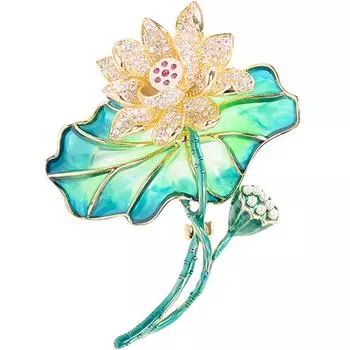 Модная брошь в виде цветка лотоса с кристаллами, броши со стразами, свадебные украшения, подарок