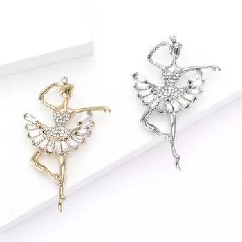 Модная брошь в виде девушки-балерины из сплава со стразами, эксклюзивная брошь для женского костюма, пальто, корсаж, ювелирные изделия