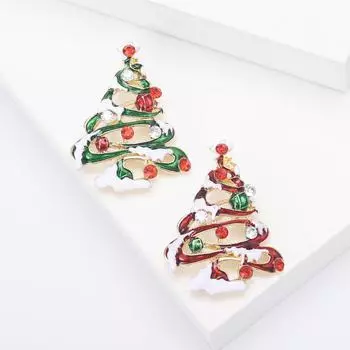 Модная брошь в виде елки из сплава с эмалью и стразами, изысканная креативная брошь для корсажа для мужской и женской одежды