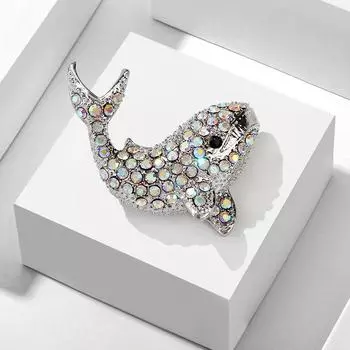 Модная брошь в виде кита-дельфина с бриллиантами на пальто, индивидуальная булавка, модные аксессуары