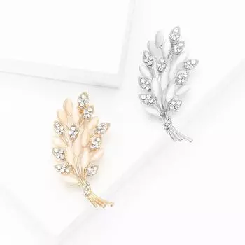 Модная брошь в виде колоса из сплава со стразами и опалом в виде пшеницы, высококачественная универсальная женская одежда, ювелирное украшение в виде корсажа