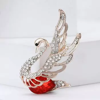 Модная брошь в виде лебедя из сплава высокого класса со стразами, элегантная, темпераментная, для женского костюма, пальто, корсаж, ювелирные изделия, булавка