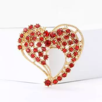 Модная брошь в виде любви из сплава со стразами, универсальный темпераментный женский костюм, кардиган, корсаж, ювелирные изделия, булавка