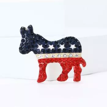 Модная брошь в виде осла из сплава «Республиканец», эксклюзивная креативная мужская и женская одежда, украшение для корсажа