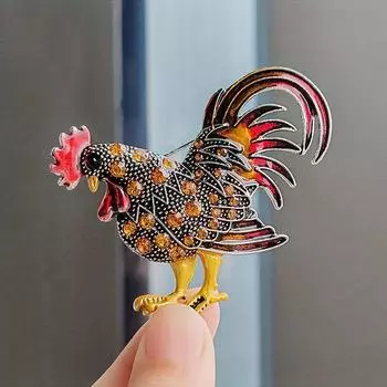 Модная брошь в виде петуха для женщин, брошь со стразами, ювелирное изделие, брошь с опалом, булавка, ювелирное изделие, подарок для девушки красный