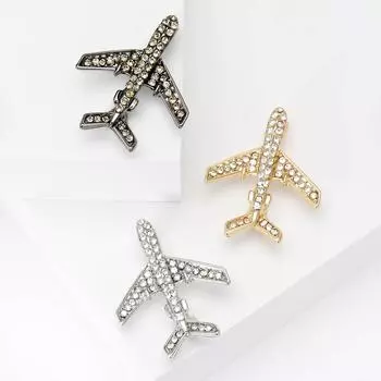 Модная брошь в виде самолета со стразами, женская одежда высокого класса, булавка, ювелирное украшение, корсаж