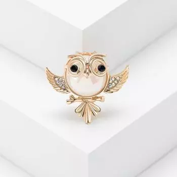 Модная брошь в виде совы с жемчугом, универсальные аксессуары для одежды золотой