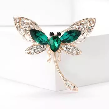 Модная брошь в виде стрекозы со стразами, роскошные креативные женские аксессуары для платья, булавка для корсажа в виде насекомого