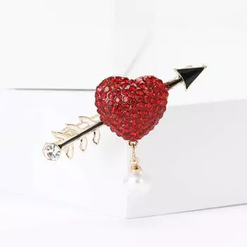 Модная брошь в виде стрелы из сплава со стразами в форме сердца, изысканная универсальная женская одежда, украшение для корсажа