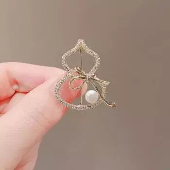 Модная брошь в виде тыквы с жемчугом, инкрустированная бриллиантами, изысканная и простая брошь для женского костюма, дизайнерские аксессуары для корсажа