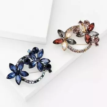 Модная брошь в виде венка со стразами, ниша, универсальный женский костюм, корсаж, украшение, булавка для растений