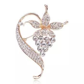 Модная брошь в виде виноградной лозы со стразами, простая брошь в виде аксессуаров для одежды золотой