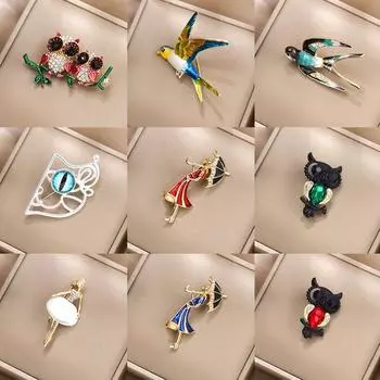 Модная брошь в виде животного Ласточка, бриллиантовая сова Элегантная брошь в виде птицы Премиум-булавка