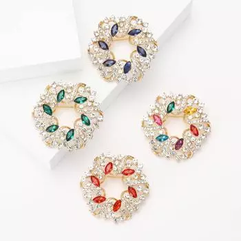 Модная брошь-венок из сплава со стразами, модная универсальная женская одежда для костюма, пальто, корсажа, аксессуары