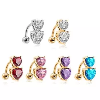 Модная булавка Aaa Сердце Циркон Пупок Пупок Кольцо Пупка Перемотка Пупка Пупок