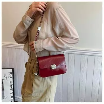 Модная цепная диагональная сумка-трансформер для женщин, модная универсальная маленькая квадратная сумка, корейская версия, весна-осень, новая сумка через плечо (20cm<Max Length<30cm)