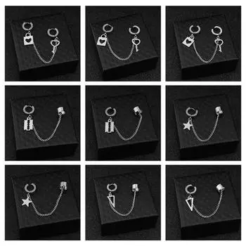 Модная цепочка для ушей из нержавеющей стали, брелок с лезвием, подвеска для мужчин и женщин, серьги