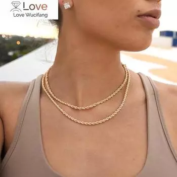Модная цепочка из веревки для женщин, ожерелье из нержавеющей стали, золотого цвета, цепочка для женщин, ювелирные изделия, подарок 18inch(45cm)