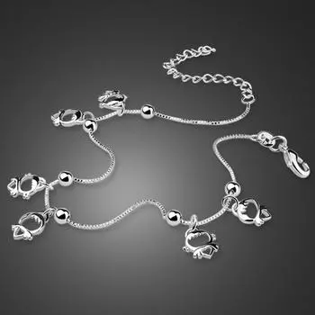 Модная цепочка на ноги ангела, милая цепочка на ноги, женская серебро 925 пробы, 27 см, подвеска-колокольчик, ювелирные изделия, пляжное солнце