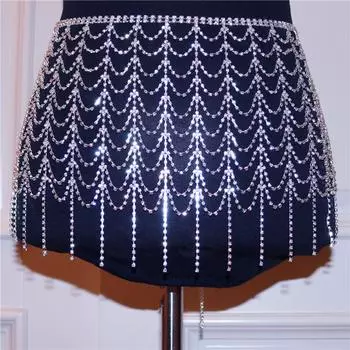 Модная цепочка на талию с кисточками и стразами, мяч для ночного клуба, сексуальная цепочка для тела бикини, женский аксессуар на талию в этническом стиле