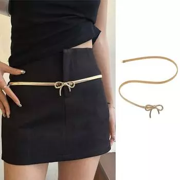 Модная цепочка на талию с застежкой-бантом, регулируемая талиевая бижутерия, стильная цепочка на талию, текстура сплава для повседневного ношения 1 золотой