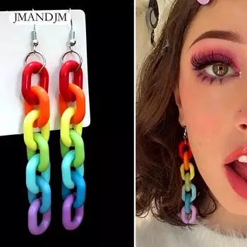 Модная цепочка с крючками для женщин, длинные радужные серьги-клипсы, клубные украшения Ear Hook