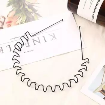 Модная черная металлическая волнистая спортивная повязка на волосы однотонная мужская женская унисекс для мытья волос повседневная взрослая инструменты для укладки волос аксессуары