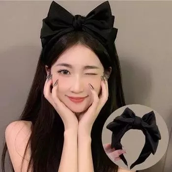 Модная черная повязка на голову с бантом, большой размер, 3D обруч для волос, женские элегантные заколки, головные уборы, аксессуары для волос для девочек