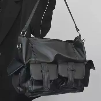 Модная черная сумка через плечо в стиле ретро для мотоциклистов для девочек чёрный