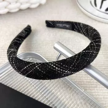 Модная черно-белая клетчатая повязка на голову, широкая повязка для волос из губки для женщины, девушки, элегантный обруч для волос, новые осенне-зимние аксессуары для волос