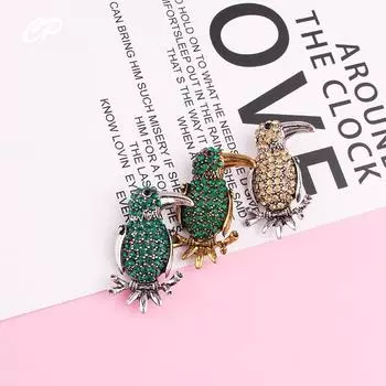 Модная цветная брошь со стразами, индивидуальная брошь в виде дикого дятла в виде животного с украшением