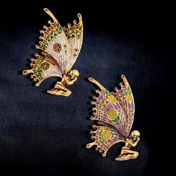 Модная цветная брошь в виде крыльев бабочки, значок-капельница со стразами для женского пальто грязно-белый
