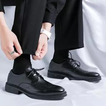 Модная деловая повседневная мужская обувь модная мужская универсальная обувь на шнуровке мужская повседневная удобная свадебная вечеринка минимализм офисная обувь 38 чёрный