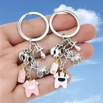 Модная детская коляска, бутылка, одежда, брелок, детская соска, ножная тема, брелок, подарки на День матери розовый