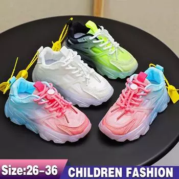 Модная детская обувь двойного цвета, дышащая повседневная обувь с сеткой для мальчиков и девочек, удобная спортивная обувь 26 белый/синий