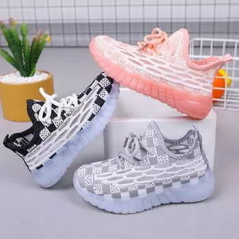 Модная детская обувь из сетчатой ткани, дышащая, мягкая, удобная, повседневная обувь для мальчиков и девочек, кроссовки для детей, новые нескользящие спортивные кроссовки для бега 26 чёрный