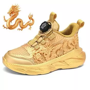 Модная детская обувь на пуговицах, кроссовки для мальчиков с драконом, детская спортивная теннисная обувь на платформе, уличная обувь для мальчиков, кроссовки 30 красный